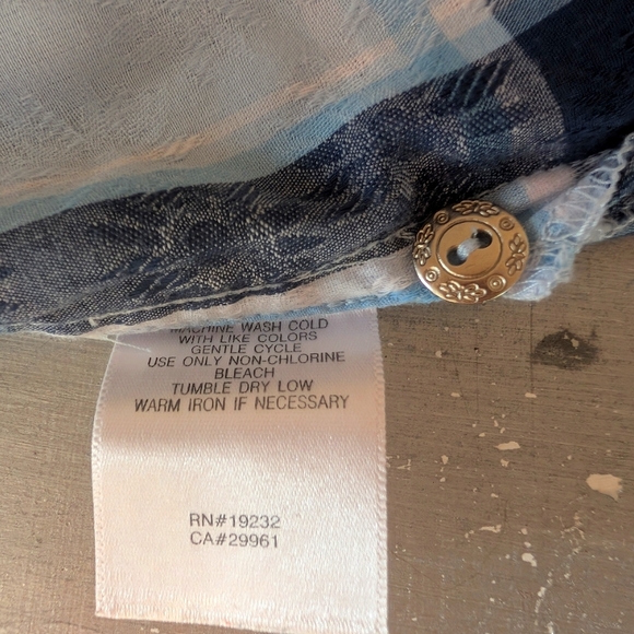 Alfred Dunner Floral Plaid Button Down Shirt Bleu  Boho Retro Size 18 - Picture 11 of 12